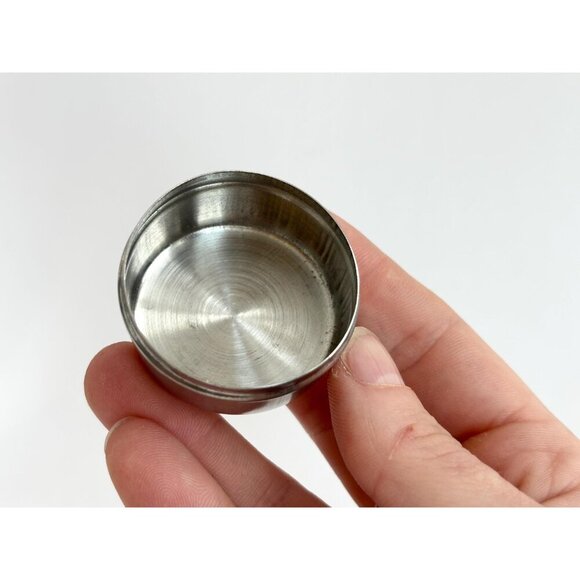 Unity White Enamel Vintage Tiny Silver Toned Catchall Container | Jewelry Box - Picture 7 of 10